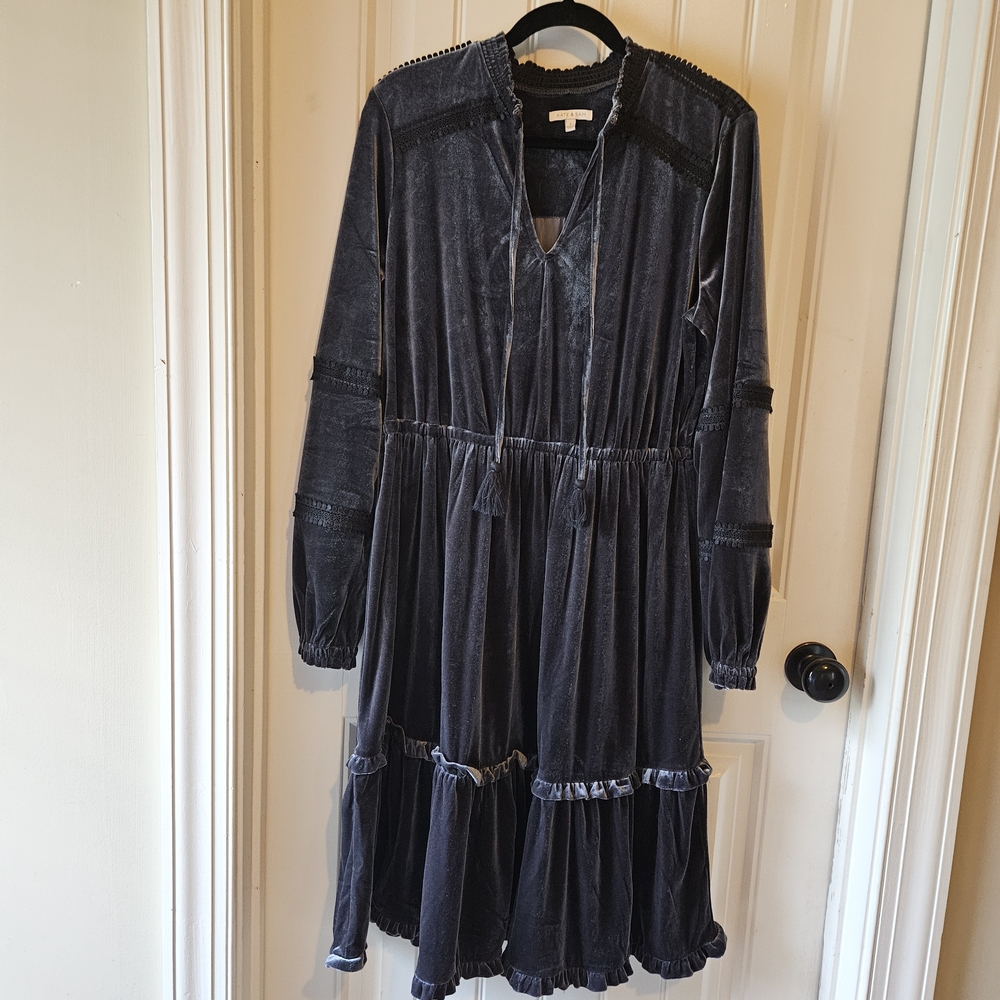 Elegant Velveteen Dark Charcoal Dress